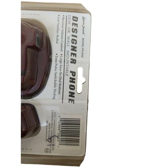 Lenoxx Sound PH-600 Designer Phone Desk Or Wall Mountable Burgundy Dark Red - Picture 3 of 3